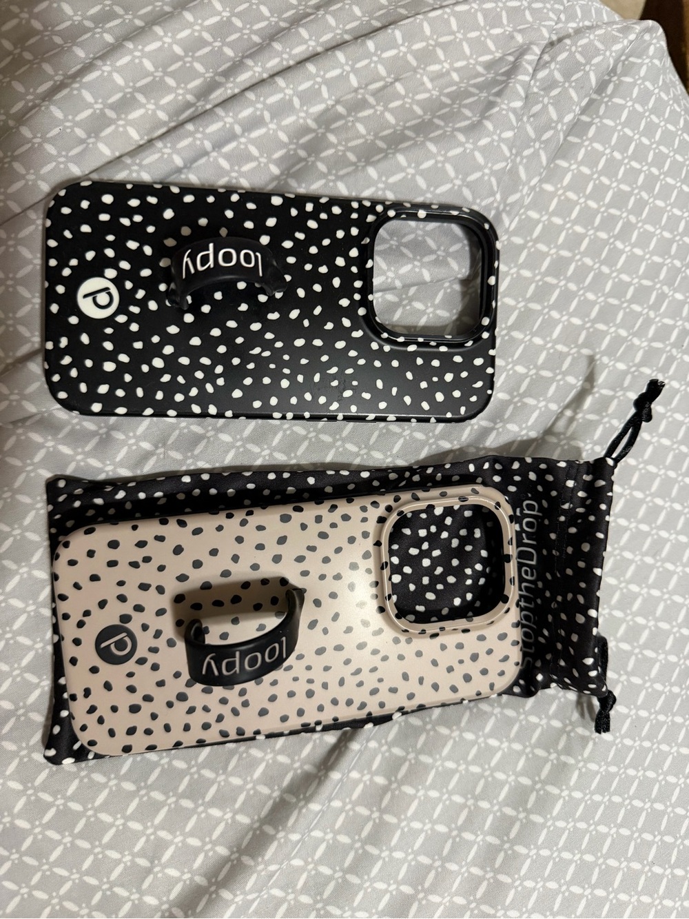 Loopy Case Black & Cream Dalmatian Spot Phone Cases with Loop Grip